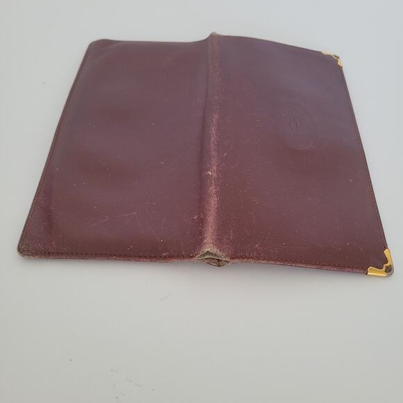 Cartier Vintage Bifold Leather Bordeaux Red Wallet Large Credit Card Checkbook - Picture 8 of 10